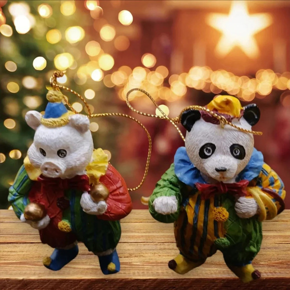 Clowns pig & panda bear ornaments multicolor - Picture 5 of 8